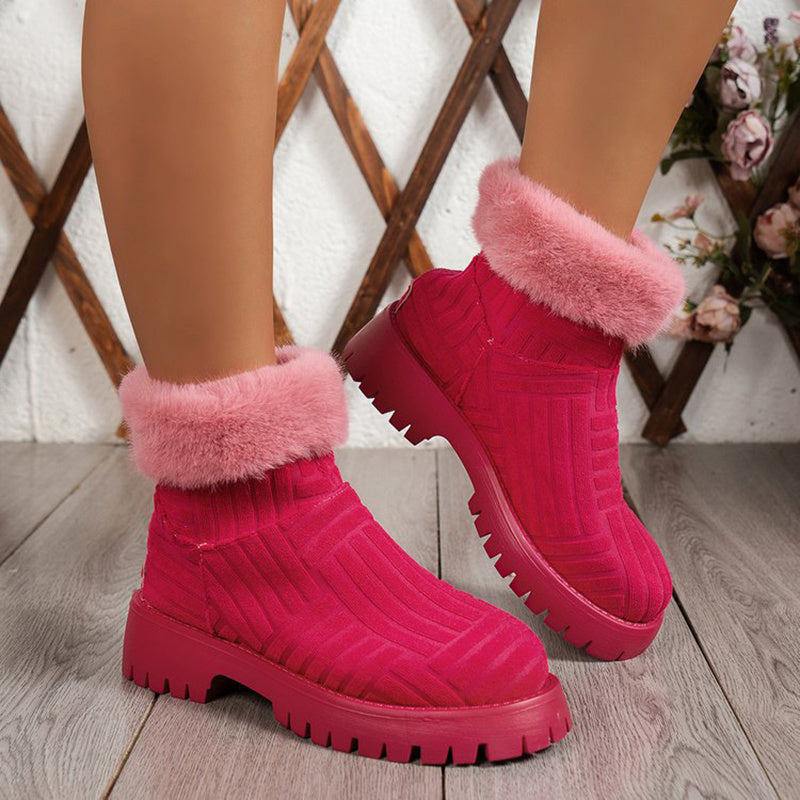 Warm & Trendy Plush Ankle Boots – Winter-Ready Snow Style