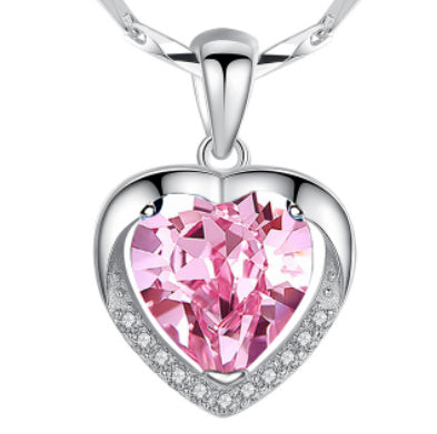 Refined 925 Silver Heart Necklace with Crystal Accents – Perfect Valentine’s Gift