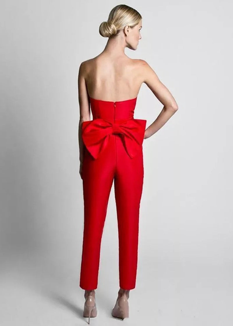 Elegant Red Jumpsuit Evening Dress