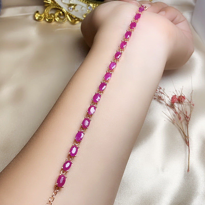 Silver Inlaid Ruby Bracelet