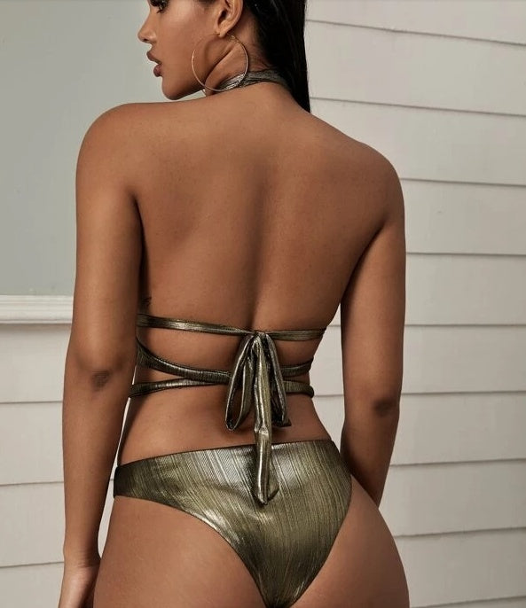 Panelled one-piece swimsuit
