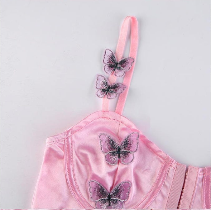 Hook Buckle Vest Butterfly Chapter Satin Chest Camisole Women