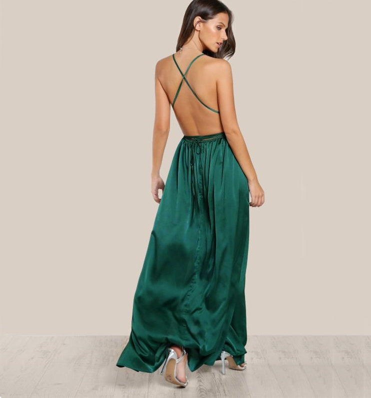 k Cross Back Summer Dresses Green Sleeveless Dress