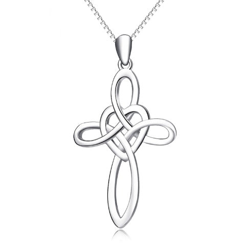 Beautiful Sterling Silver (925) Necklace Featuring a Heart and Cross Pendant – Faith-Inspired Jewelry
