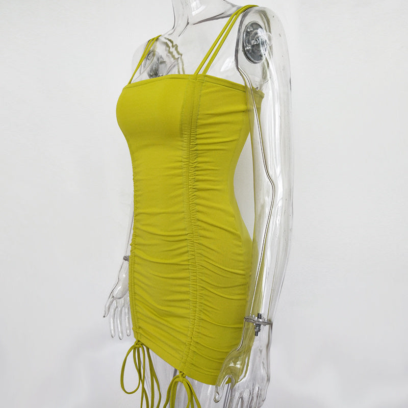 Articat Spaghetti Strap Sexy Backless Women Summer Dress Strapless Bodycon Bandage Party Dresses