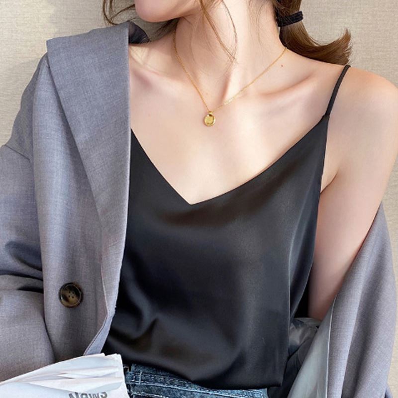 Explosive Summer Imitation Silk Camisole Bottoming Silk V-Neck Halter Sleeveless Camisole