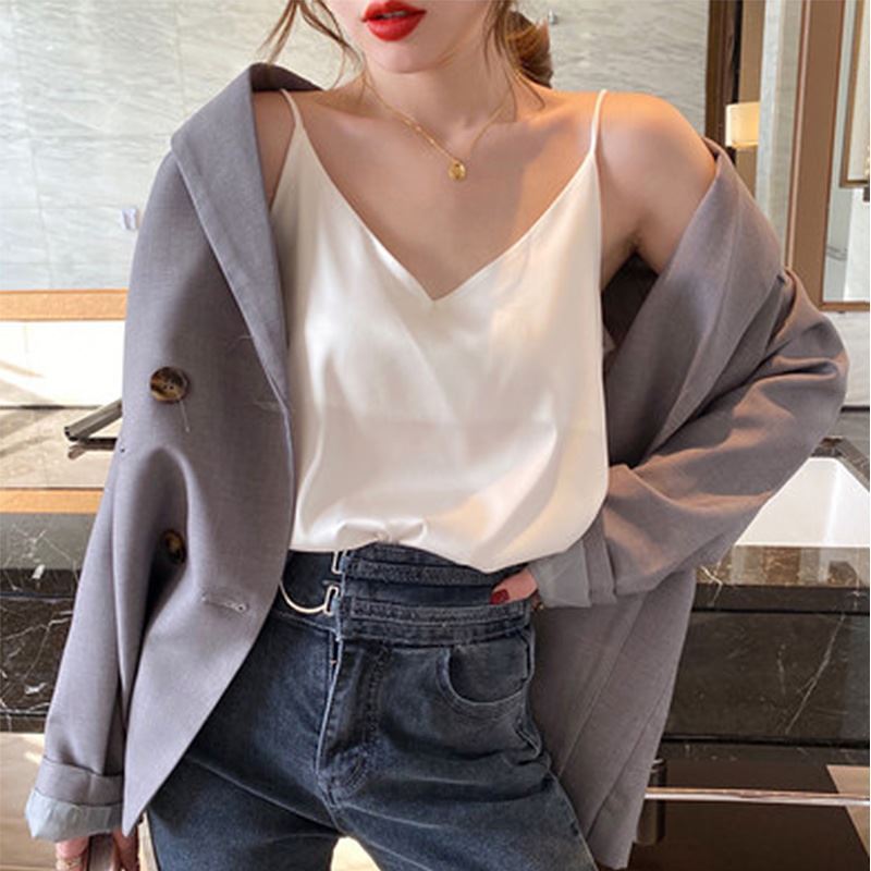 Explosive Summer Imitation Silk Camisole Bottoming Silk V-Neck Halter Sleeveless Camisole