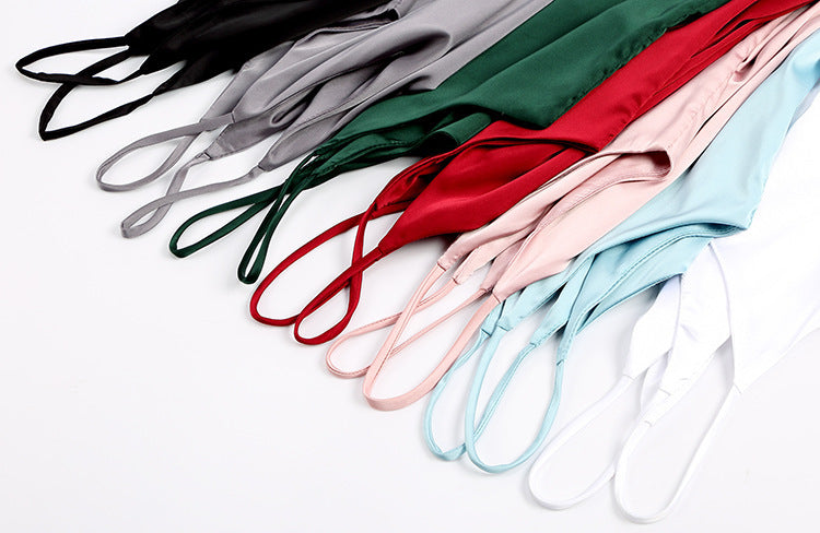 Explosive Summer Imitation Silk Camisole Bottoming Silk V-Neck Halter Sleeveless Camisole