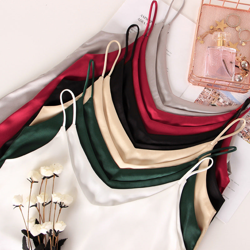 Explosive Summer Imitation Silk Camisole Bottoming Silk V-Neck Halter Sleeveless Camisole