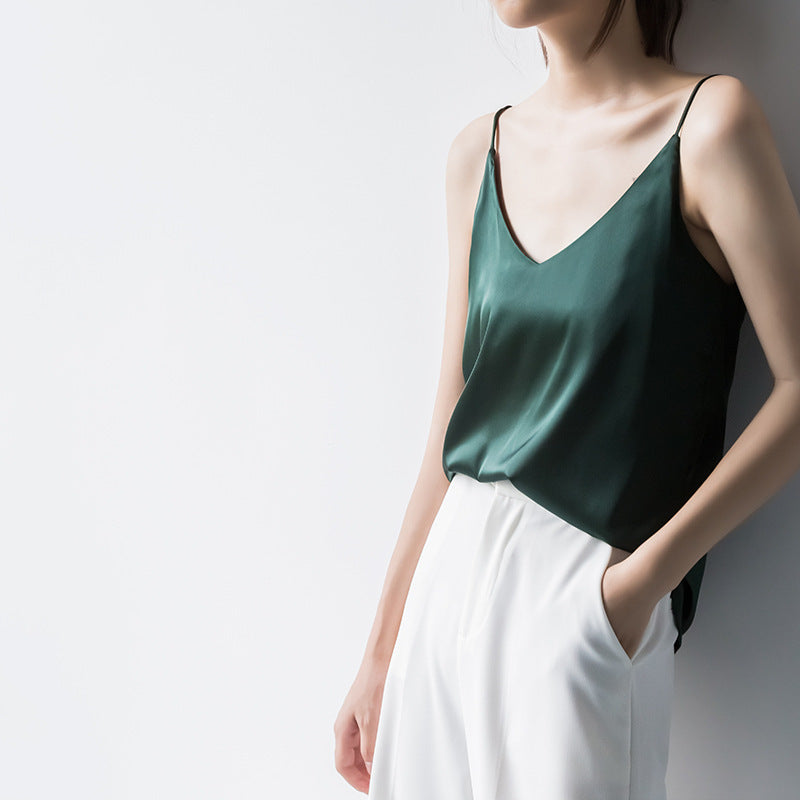 Explosive Summer Imitation Silk Camisole Bottoming Silk V-Neck Halter Sleeveless Camisole