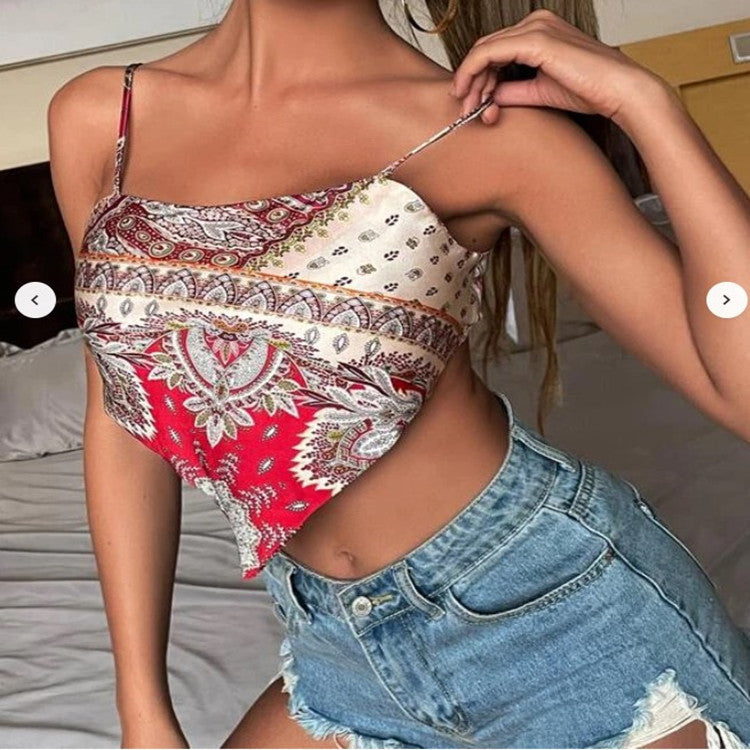 One-neck Printed Camisole Vest