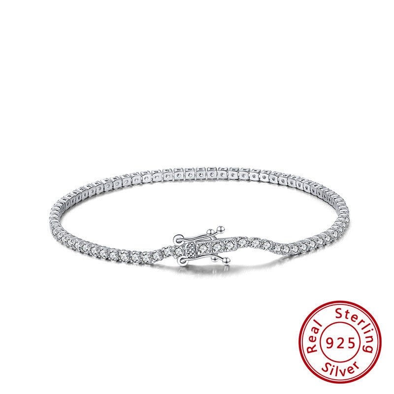 Sterling Silver Single Row Zircon Bracelet