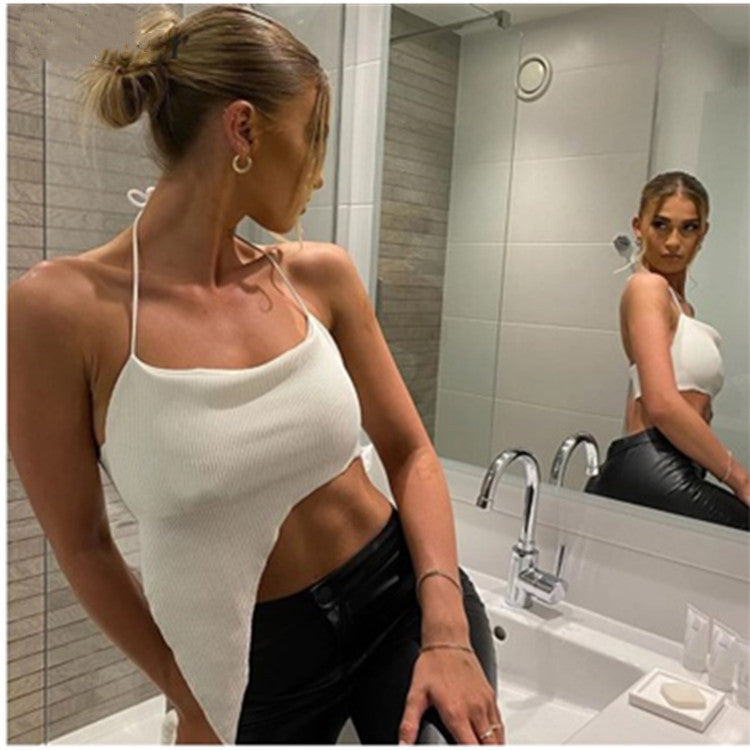 Sexy Halter Neck Strap Wrapped Chest Irregular Umbilical Small Sling