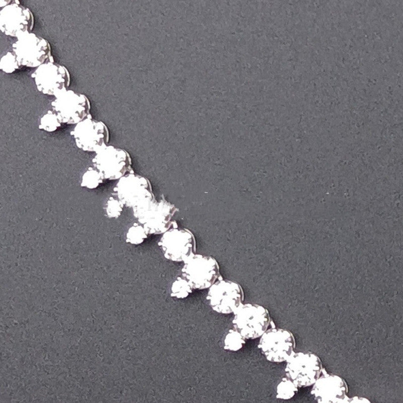 Luxurious Women’s Necklace in S925 Sterling Silver with Sparkling Cubic Zirconia by Zhou Hengfu