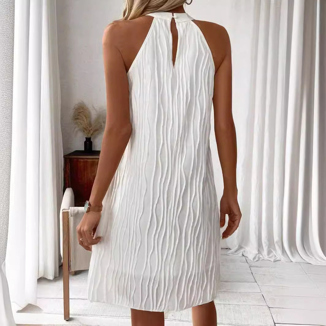 Elegant Solid Halter Backless Dress – Effortless Chic for Every Occasion
