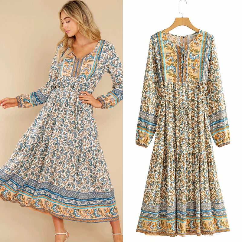 Romantic Lace-Up Floral Dresses