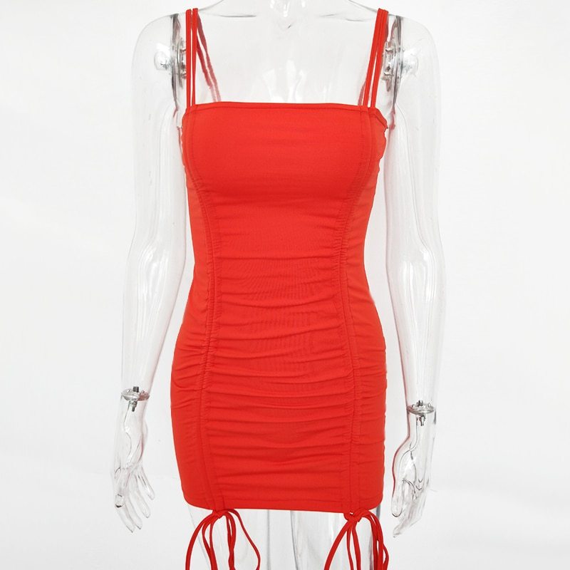 Articat Spaghetti Strap Sexy Backless Women Summer Dress Strapless Bodycon Bandage Party Dresses