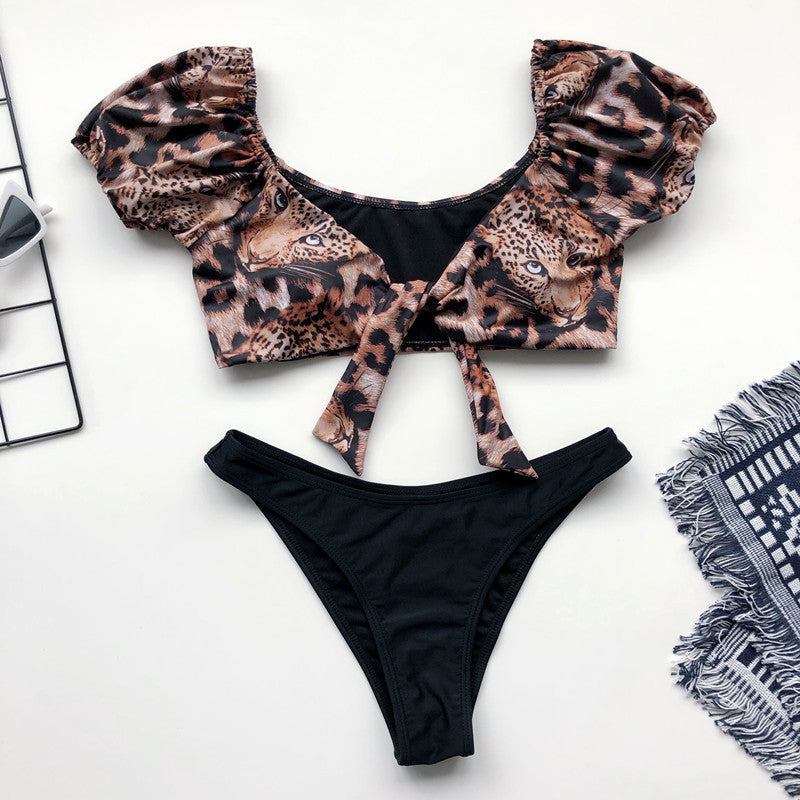 New printed contrast swimsuit