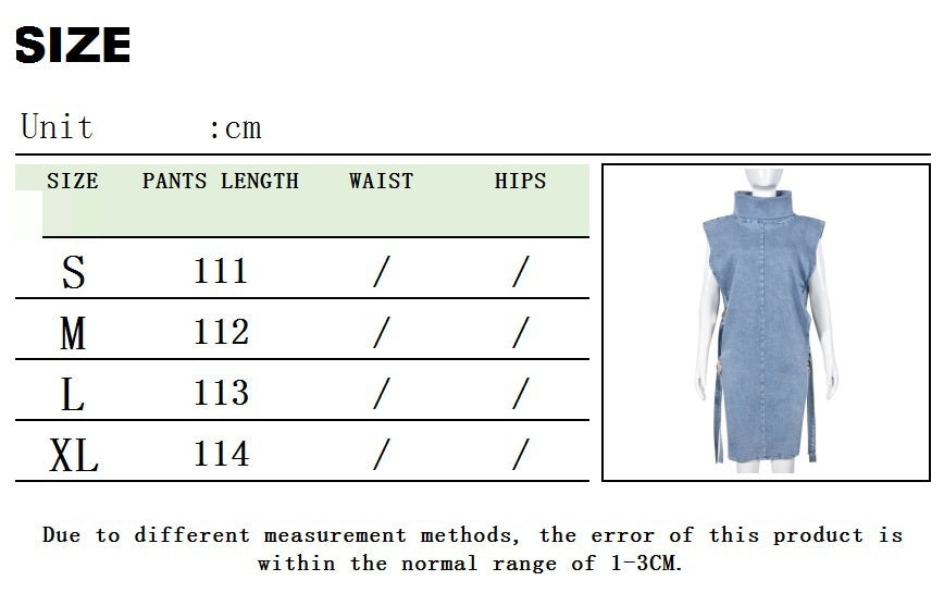 Denim Washed High Collar Dress