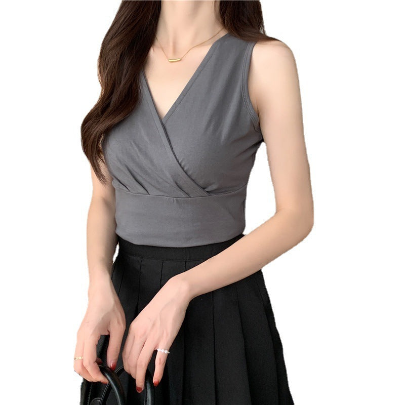 Women's Fashion Slim Fit Slimming V-neck Waist Trimming Short Vest