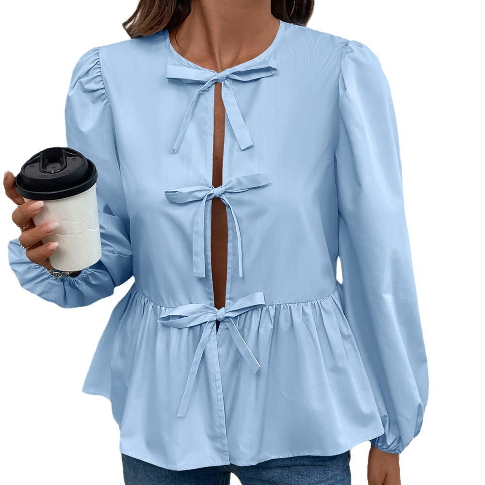 Casual Loose Buckle Shirt Top For Women