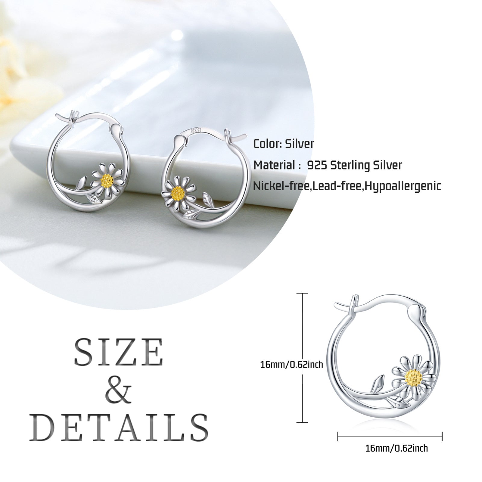 Daisy Small  Hoop Earrings