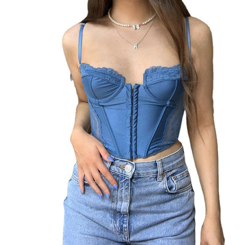 Show Chest Back Sling Waist Bottoming Shirt Women