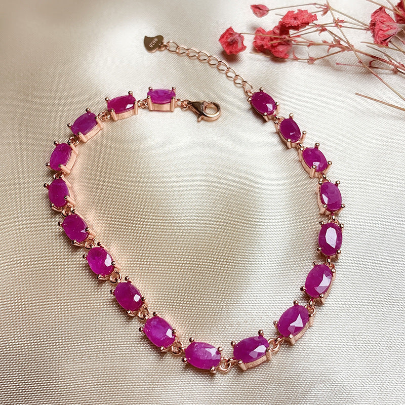Silver Inlaid Ruby Bracelet