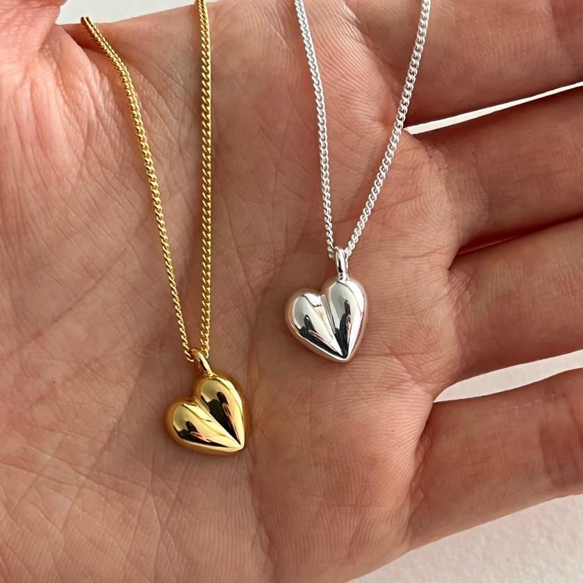Two-Tone Heart Pendant Necklace – 925 Silver and Gold Detail