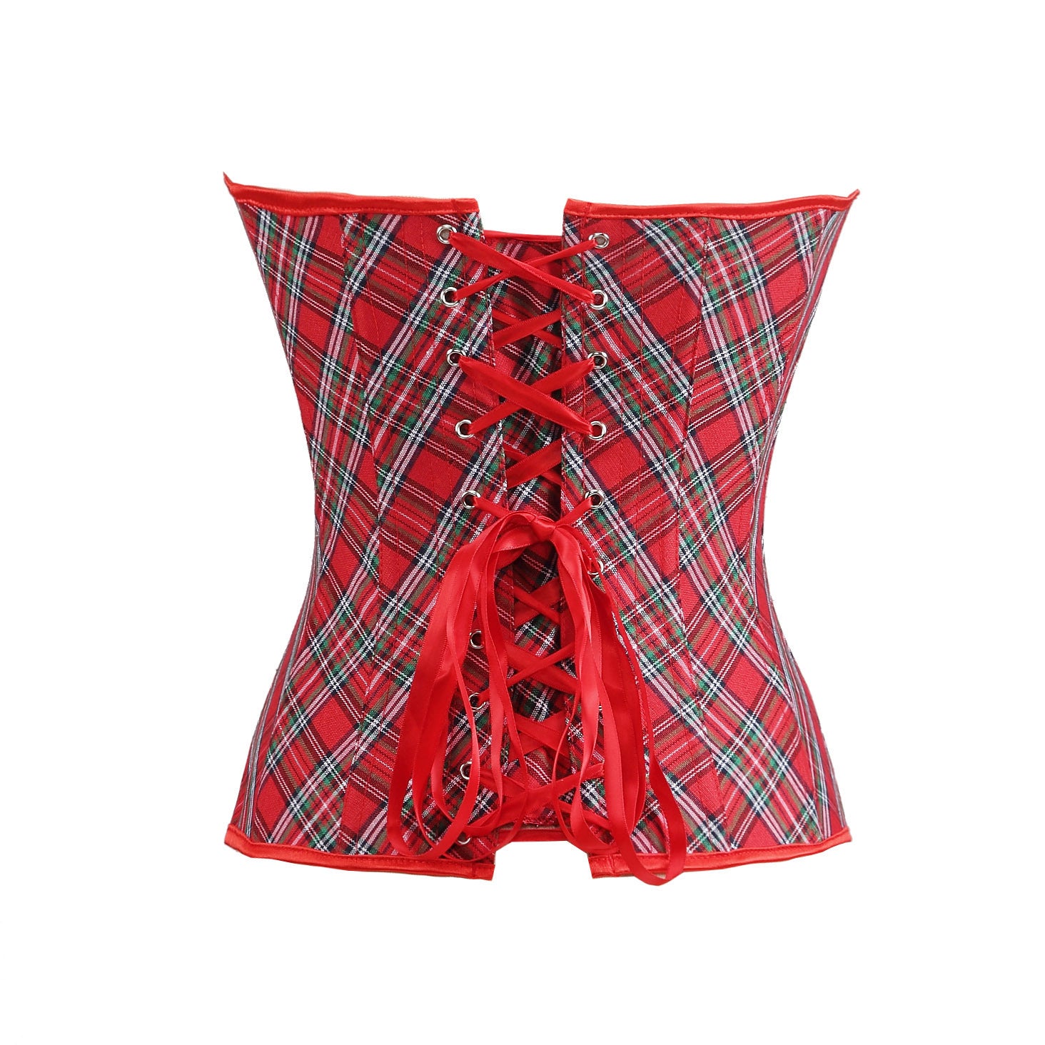 Simple Red Plaid Corset Top