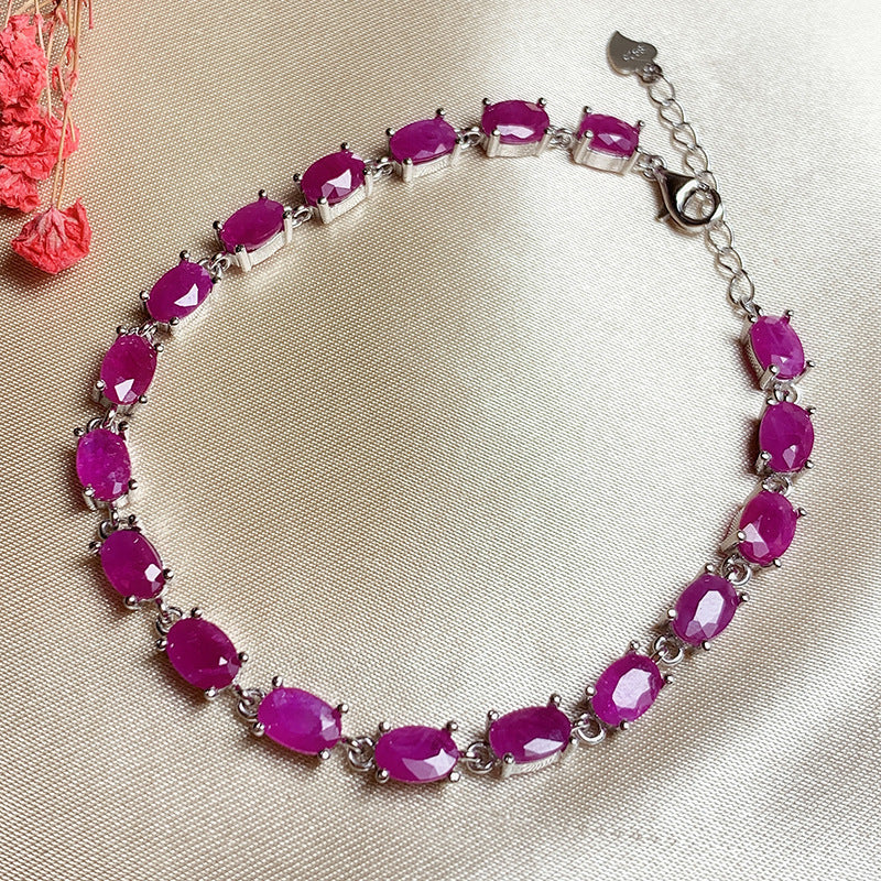 Silver Inlaid Ruby Bracelet