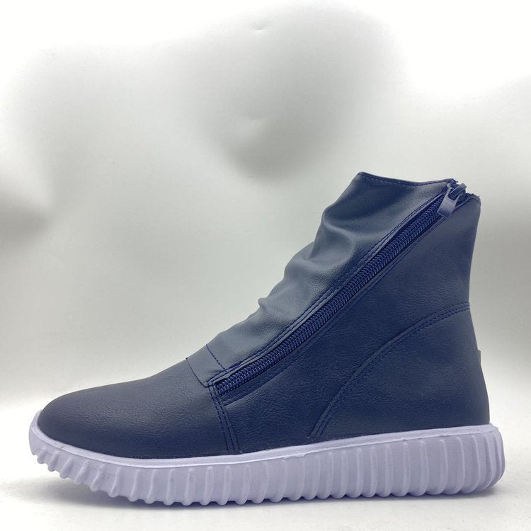 Stylish Plus Size Leather Ankle Boots for Women