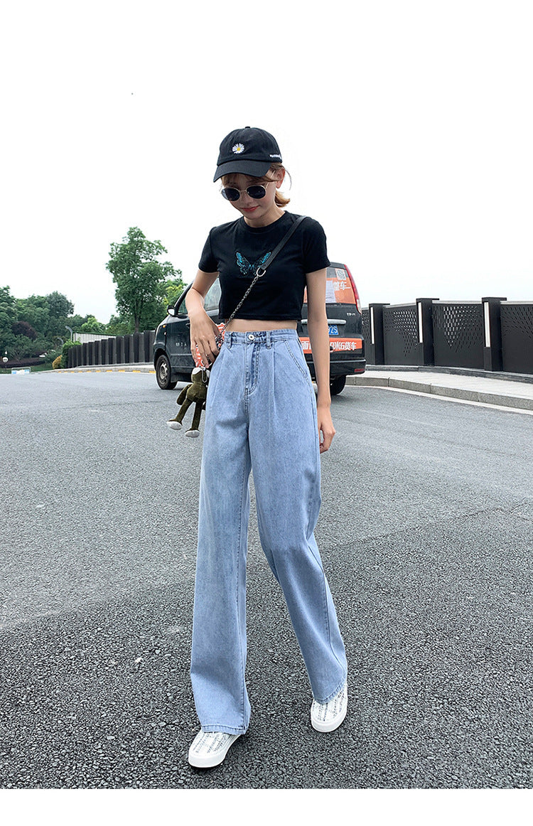 High waist drape jeans