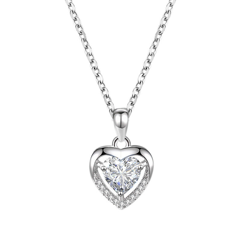 Refined 925 Silver Heart Necklace with Crystal Accents – Perfect Valentine’s Gift
