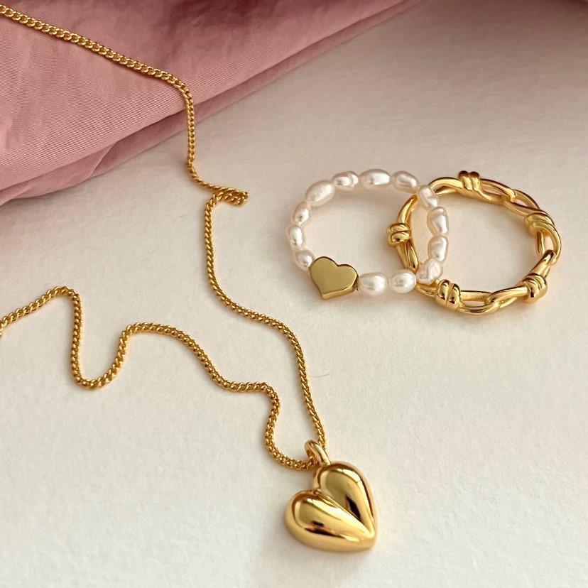 Two-Tone Heart Pendant Necklace – 925 Silver and Gold Detail