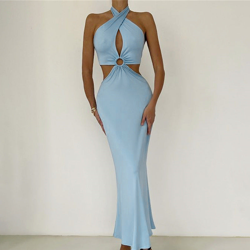 Women’s Sexy Long Dress — Backless with Stylish Neck Straps