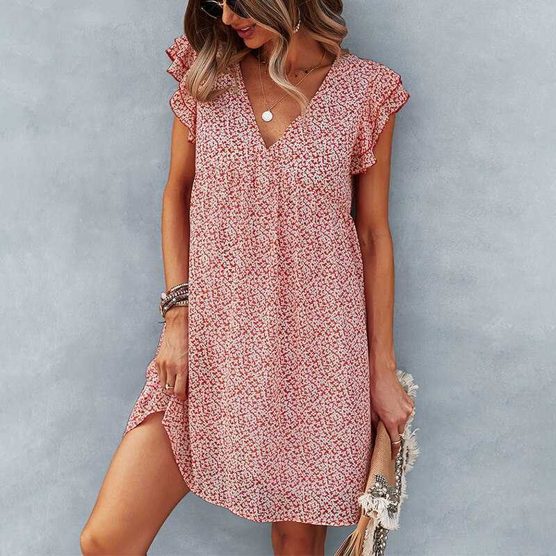 Loose Women's Dresses V-neck Sexy Skirts Summer New Products