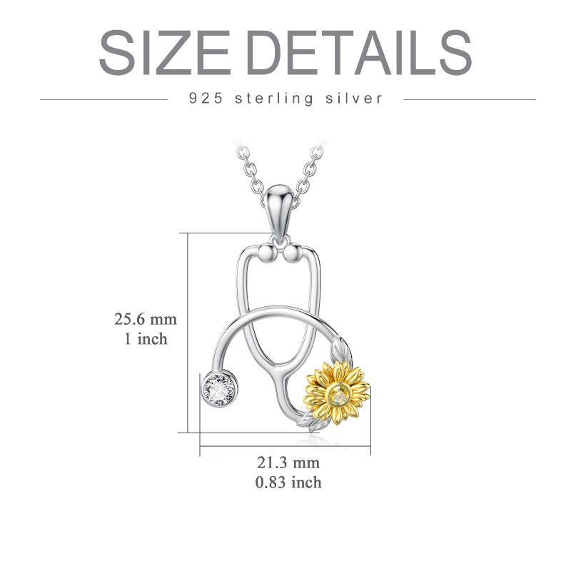 Sterling Silver (925) Medical Necklace with Sunflower Stethoscope Pendant – For Doctors, Nurses & Students