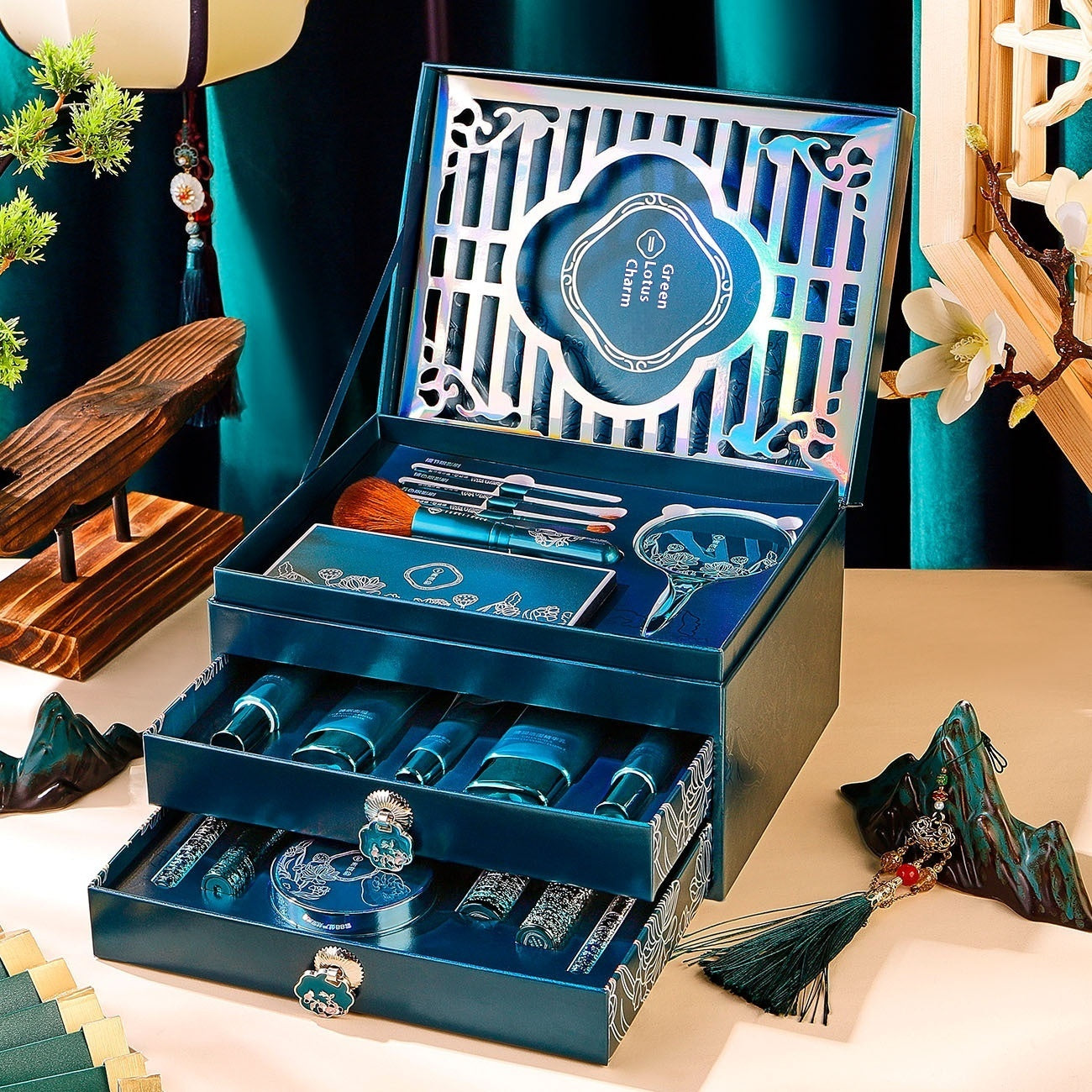 “Green Lotus Glow Kit — 18-Piece Beauty & Skincare Collection”