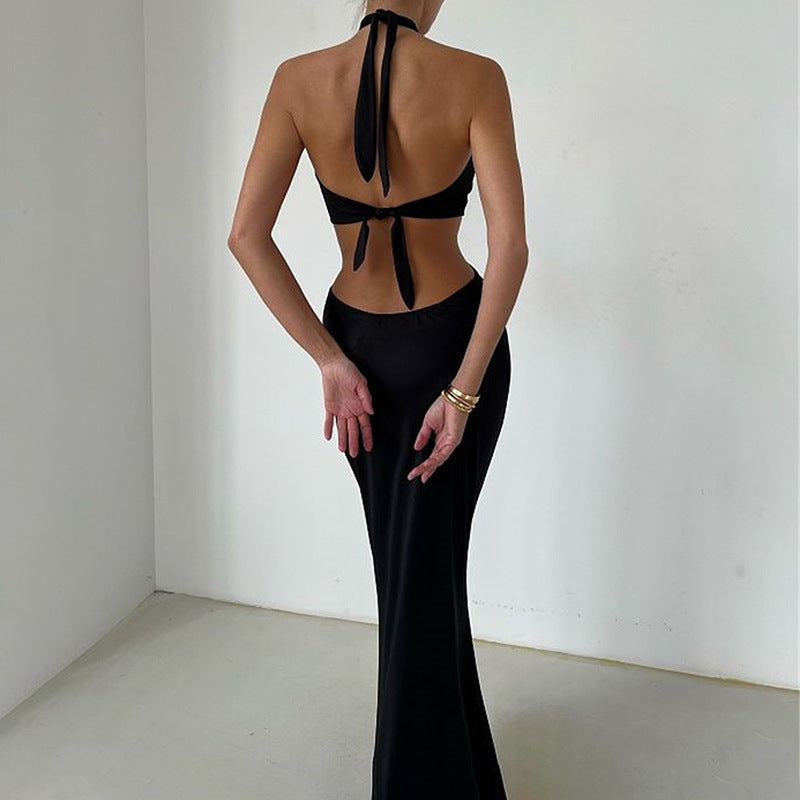 Women’s Sexy Long Dress — Backless with Stylish Neck Straps