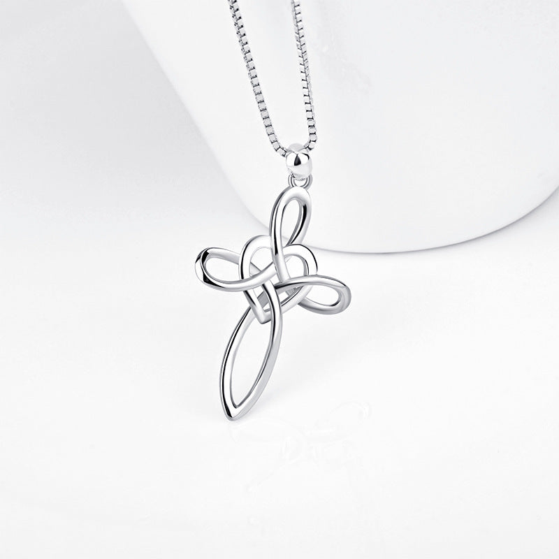 Beautiful Sterling Silver (925) Necklace Featuring a Heart and Cross Pendant – Faith-Inspired Jewelry