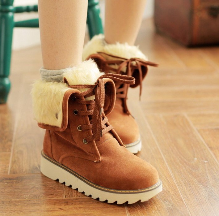 Warm Lace-Up Winter Boots with Faux Fur
