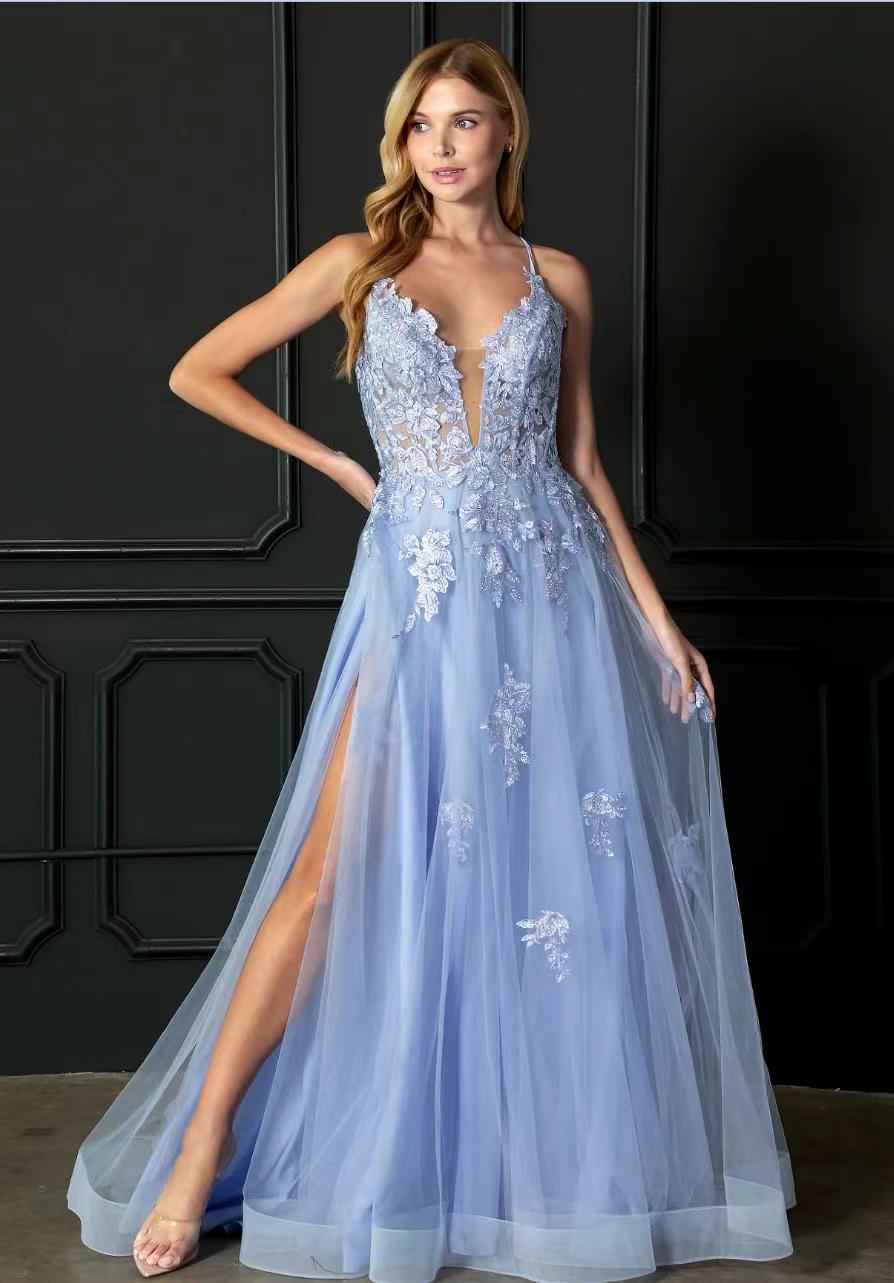 Women’s Long Evening Dance Dress — Suspender Style & Elegant