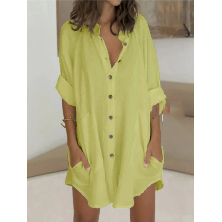 Women's Mid-length Long-Sleeved Loose Shirt Women
