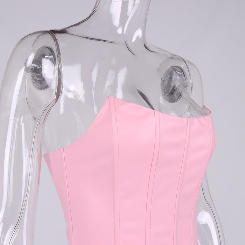 Fishbone Off-the-shoulder Collar Wrap Chest Vest Top Women