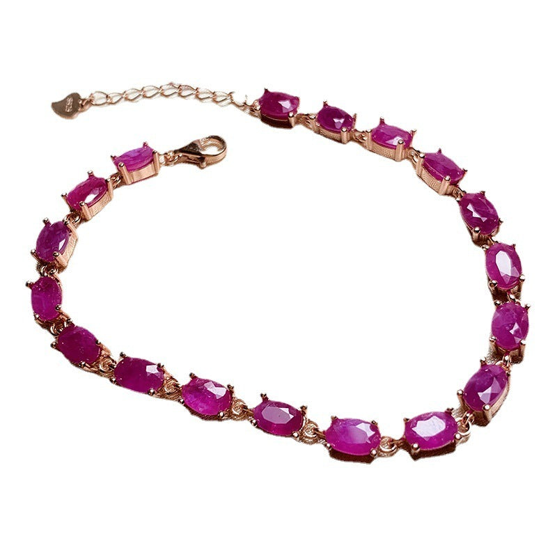 Silver Inlaid Ruby Bracelet