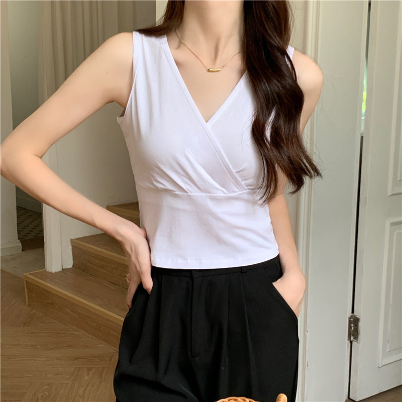 Women's Fashion Slim Fit Slimming V-neck Waist Trimming Short Vest