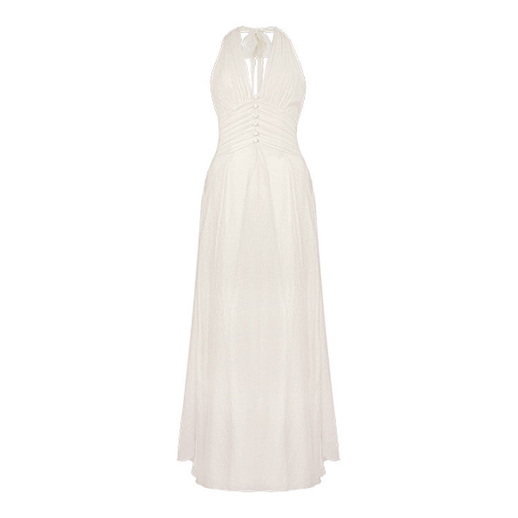 Chic Deep V Hanging Neck Dress – Elegant Women’s Fashion