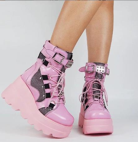 Gothic-Style Platform Mid-Calf Boots for Women
