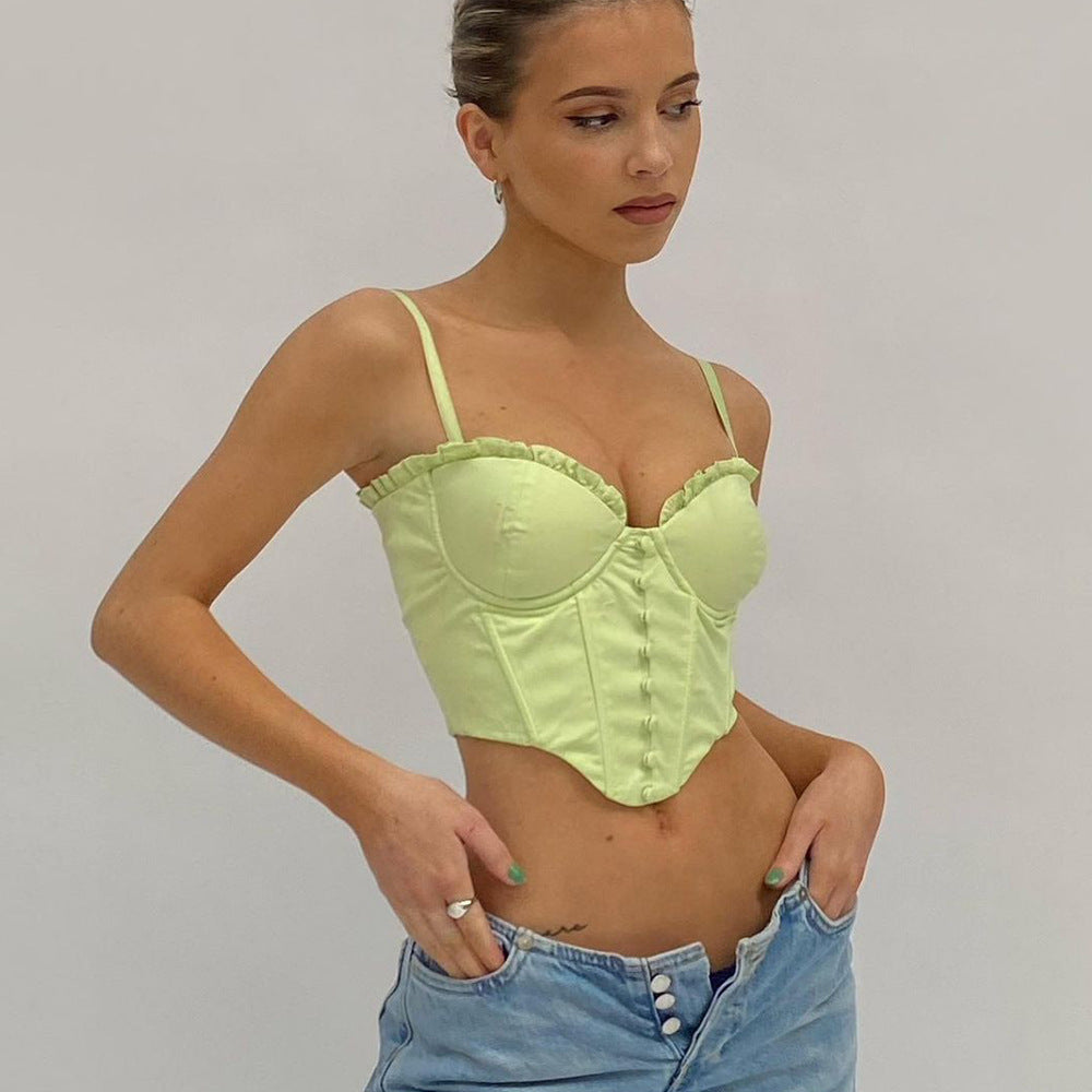 Halter Fishbone Corset Lace Top